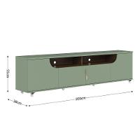 Bancada Tv De 75 Polegadas 4 Portas Karol 200cm Verde Pistache-amêndoa C04 - D'rossi - 5