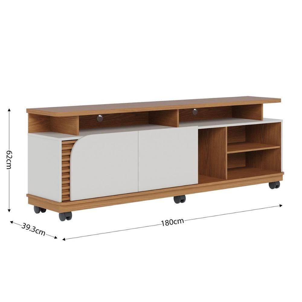 Rack Bancada 2 Portas Com Rodízio Jurerê 1.8 Freijó Off White - 7