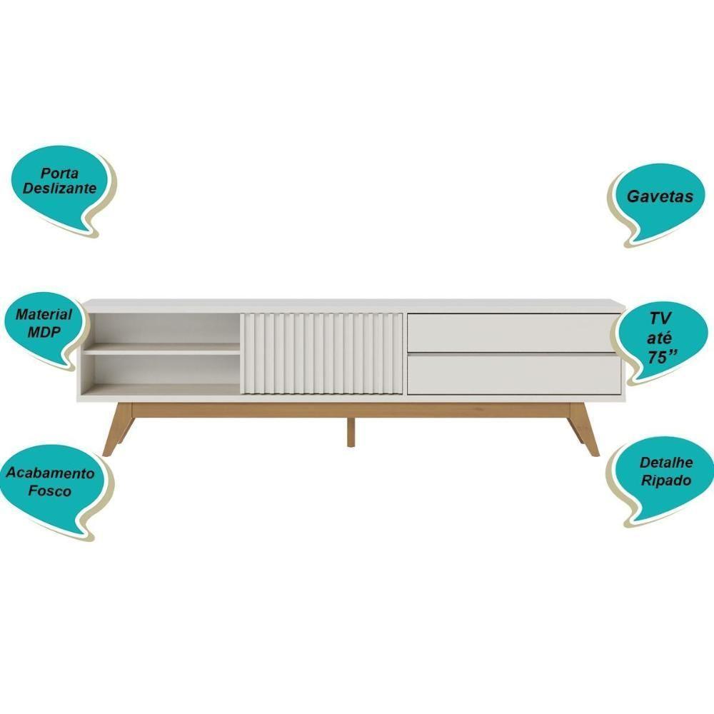 Rack Bancada 1 Portas 2 Gavetas Veneza Off White Matte - 6