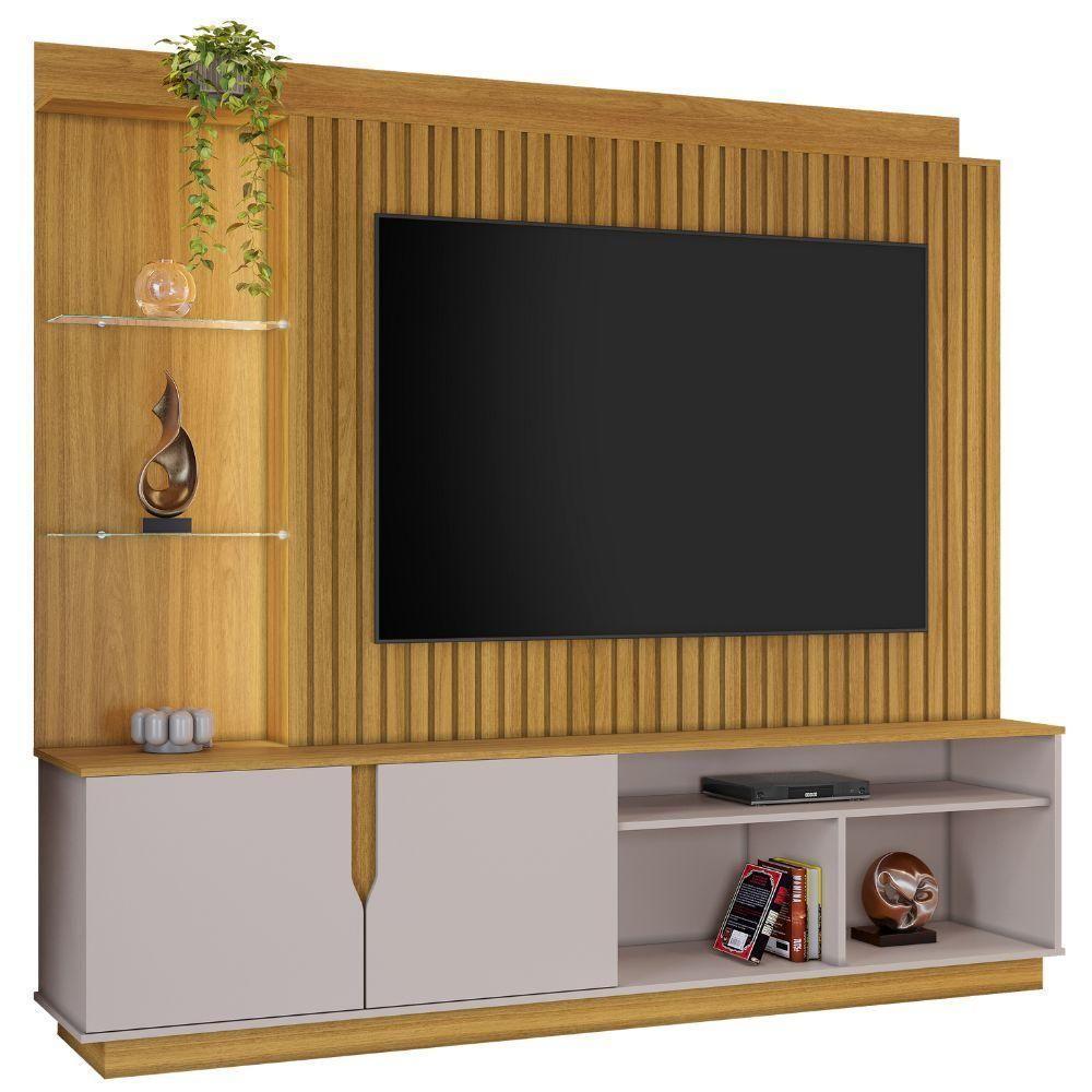 Home Amparo Com Painel Ripado E Led Tv Até 60 Polegadas Nature Off White - 1