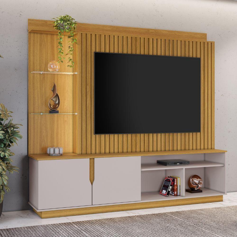 Home Amparo Com Painel Ripado E Led Tv Até 60 Polegadas Nature Off White - 4