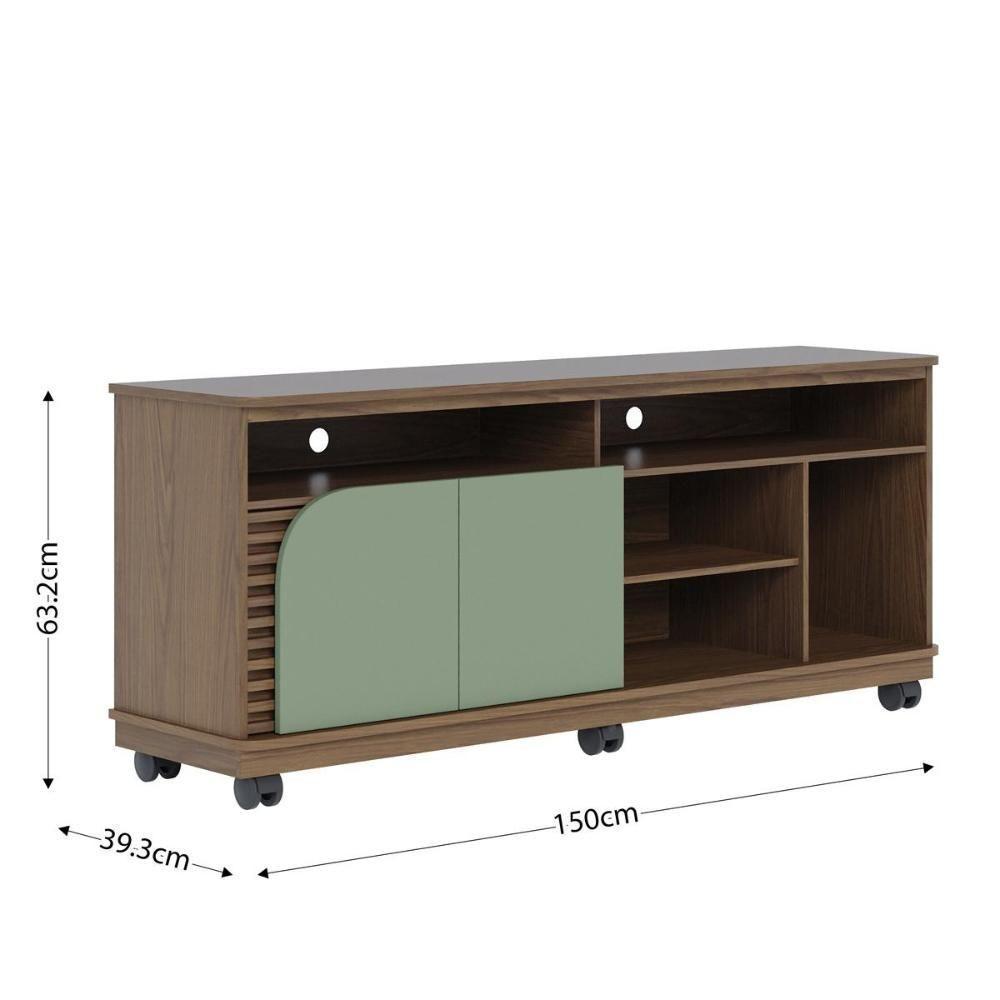 Rack Bancada 2 Portas Com Rodízio Jurerê 1.5 Amêndoa Hortelã - 9