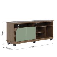 Rack Bancada 2 Portas Com Rodízio Jurerê 1.5 Amêndoa Hortelã - 9