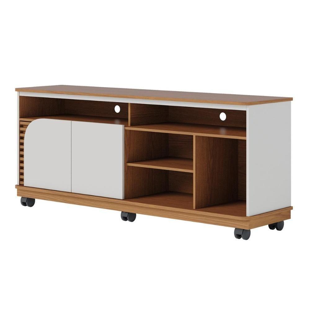 Rack Bancada 2 Portas Com Rodízio Jurerê 1.5 Freijó Off White - 3