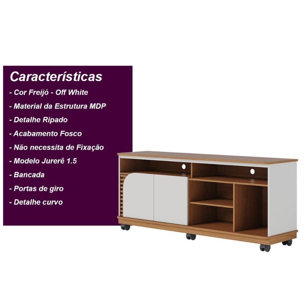 Rack Bancada 2 Portas Com Rodízio Jurerê 1.5 Freijó Off White - 4