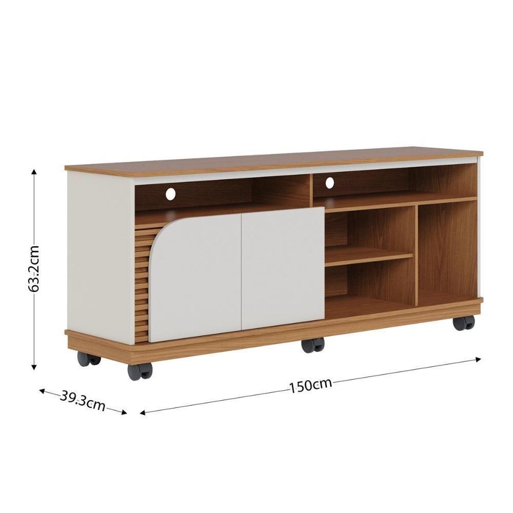 Rack Bancada 2 Portas Com Rodízio Jurerê 1.5 Freijó Off White - 8