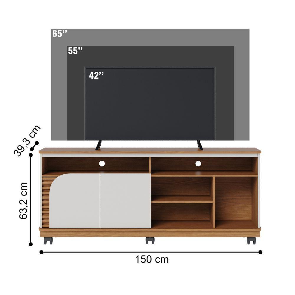 Rack Para Tvs 65 2 Portas Nápoles Freijó Off White Matte - 3