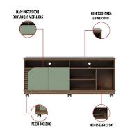 Bancada Tv De 65'' 2 Portas Ewa E Rodízio 150cm Amêndoa-verde Pistache C04 - D'rossi - 2