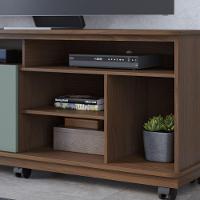 Bancada Tv De 65'' 2 Portas Ewa E Rodízio 150cm Amêndoa-verde Pistache C04 - D'rossi