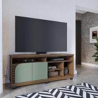 Bancada Tv De 65'' 2 Portas Ewa E Rodízio 150cm Amêndoa-verde Pistache C04 - D'rossi - 7