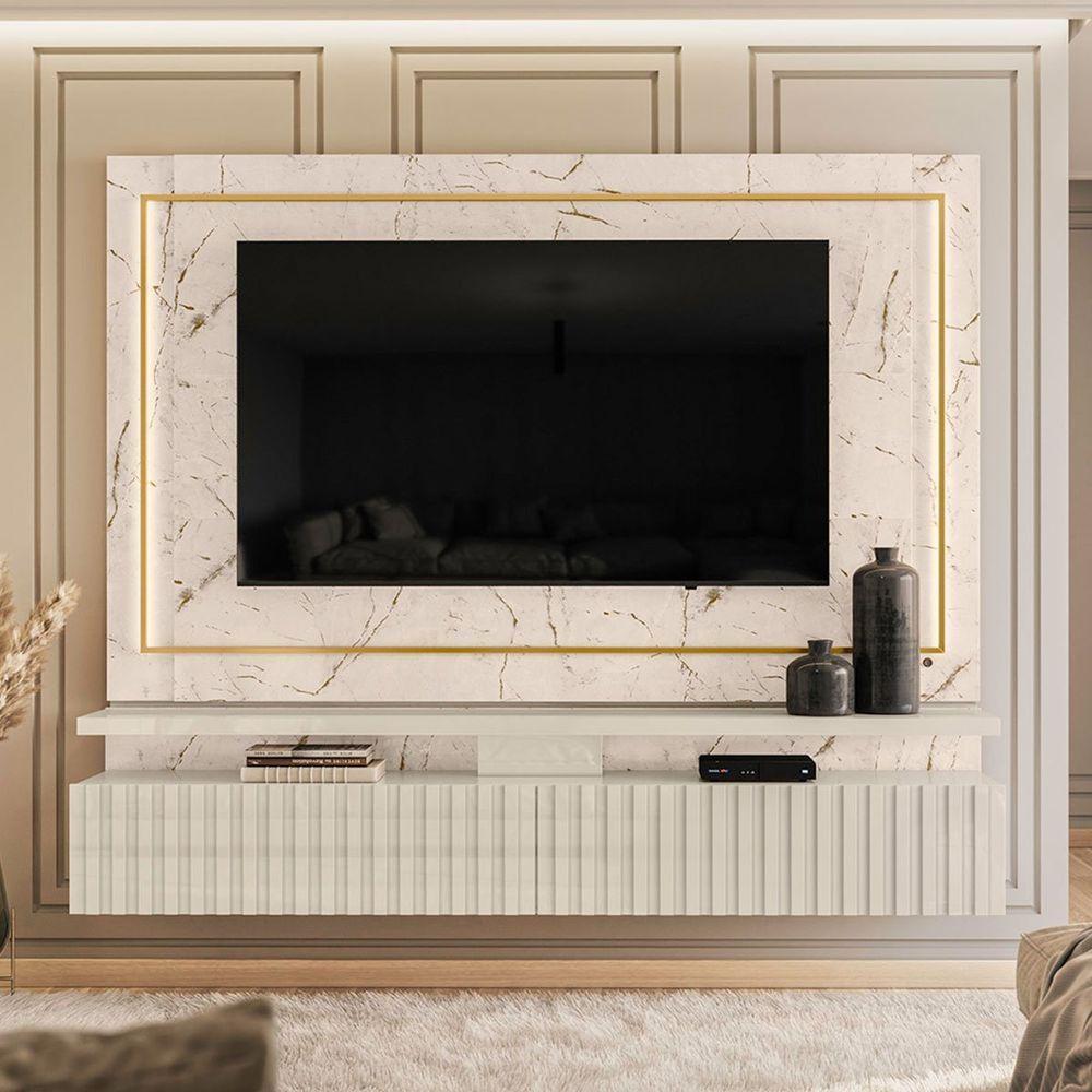 Painel Suspenso Para Tv 75" Hera Calacata Off White - 6