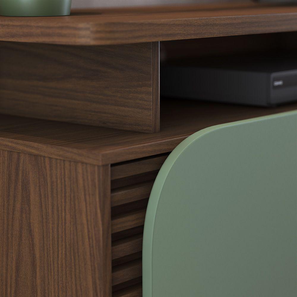 Bancada Tv De 65'' 2 Portas Com Rodízio Ewa 180cm Amêndoa-verde Pistache C04 - D'rossi - 2