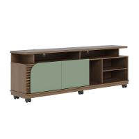 Bancada Tv De 65'' 2 Portas Com Rodízio Ewa 180cm Amêndoa-verde Pistache C04 - D'rossi - 1