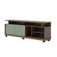 Bancada Tv De 65'' 2 Portas Com Rodízio Ewa 180cm Amêndoa-verde Pistache C04 - D'rossi - 3