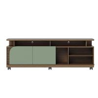 Bancada Tv De 65'' 2 Portas Com Rodízio Ewa 180cm Amêndoa-verde Pistache C04 - D'rossi