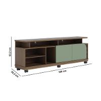 Bancada Tv De 65'' 2 Portas Com Rodízio Ewa 180cm Amêndoa-verde Pistache C04 - D'rossi - 6