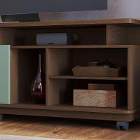 Bancada Tv De 65'' 2 Portas Com Rodízio Ewa 180cm Amêndoa-verde Pistache C04 - D'rossi - 7