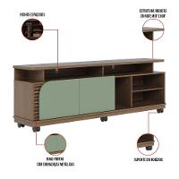 Bancada Tv De 65'' 2 Portas Com Rodízio Ewa 180cm Amêndoa-verde Pistache C04 - D'rossi - 8
