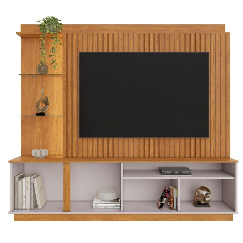 Home Amparo Com Painel Ripado E Led Tv Até 60 Polegadas Cinamomo Off White - 3