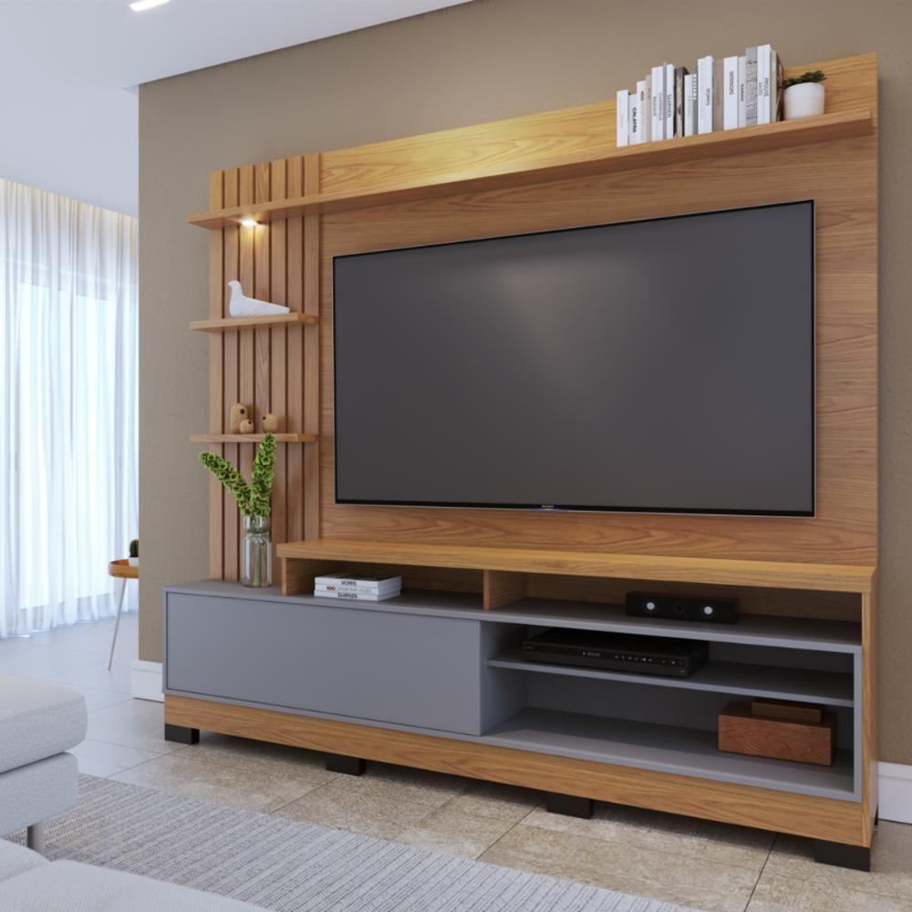 Home Frisado Tvs 65 E 8 Pés Lece Freijó Cinza Fosco - 2