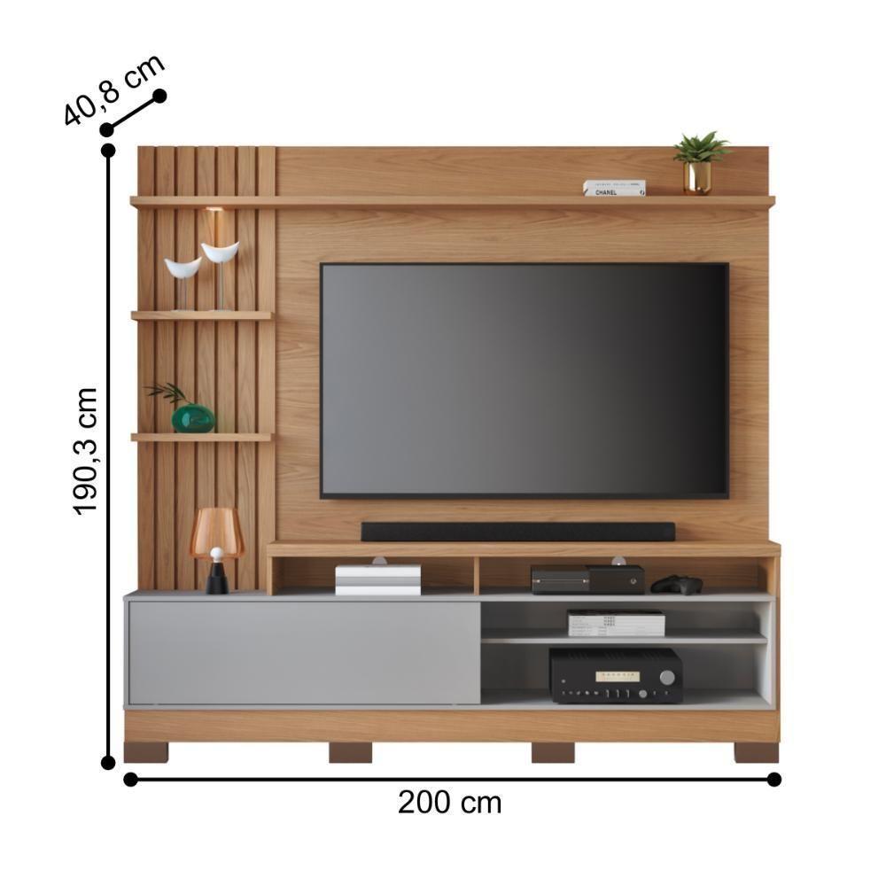 Home Frisado Tvs 65 E 8 Pés Lece Freijó Cinza Fosco - 3