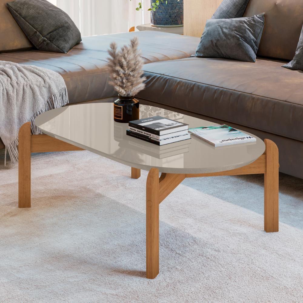 Mesa Para Sala Oval Divinópolis Off White Cedro - 2
