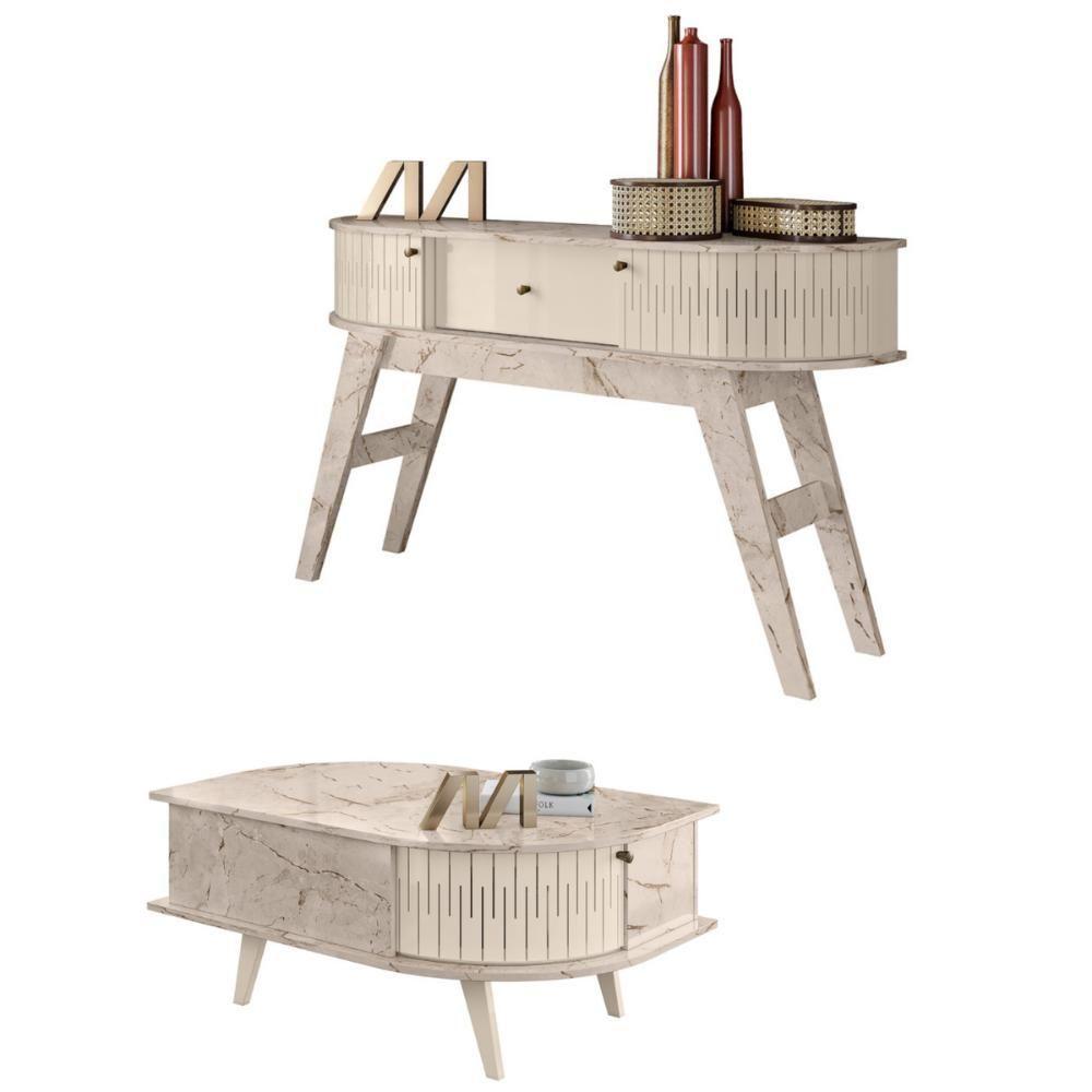 Mesa De Centro E Aparador Toronto Calacata Off White - 1