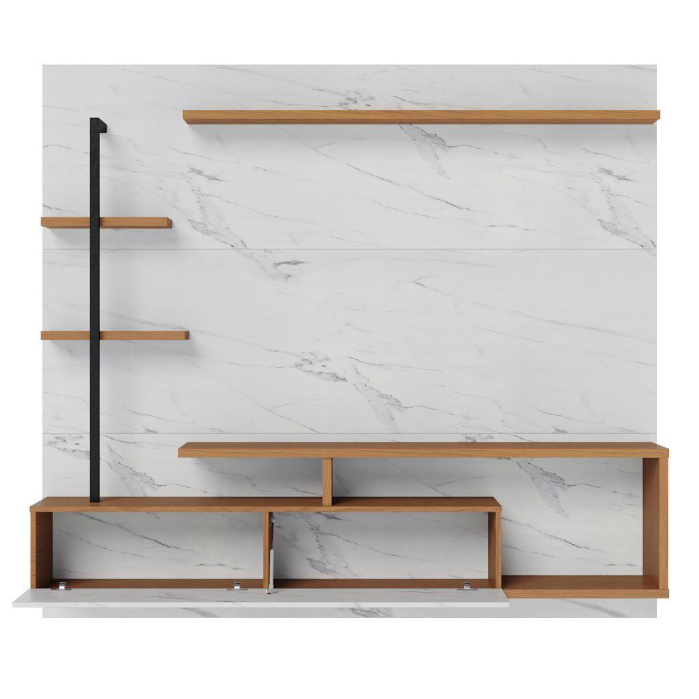 Painel Para Tv 58 Pol Com Bancada Goiás C05 Calacatta Freijó Branco Neve Mpozenato - 5