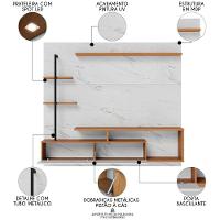 Painel Para Tv 58 Pol Com Bancada Goiás C05 Calacatta Freijó Branco Neve Mpozenato - 8