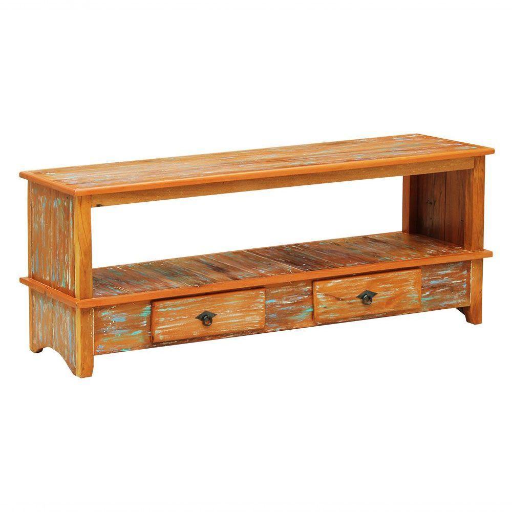 Rack Aparador Santana 1,5m Em Madeira Maciça Com Pátina - 1