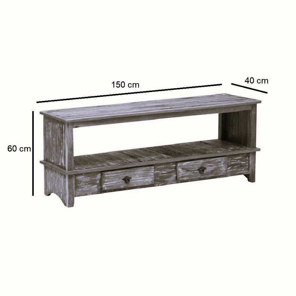 Rack Aparador Santana 1,5m Em Madeira Maciça Com Pátina - 3