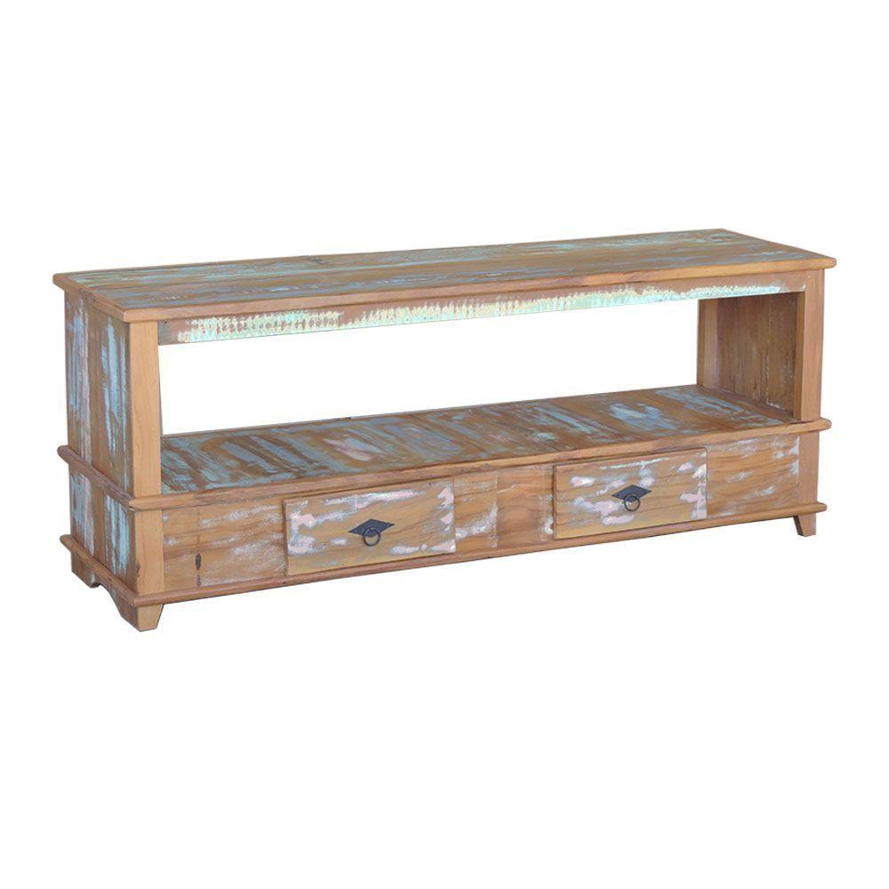 Rack Aparador Lorena 1,5m Em Madeira Maciça Com Pátina - 1