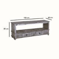 Rack Aparador Lorena 1,5m Em Madeira Maciça Com Pátina - 3