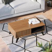 Mesa De Centro Retangular 1 Nicho Jeri Noce Milano Preto Fosco Noce Milano Preto Fosco - 1