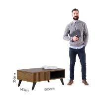 Mesa De Centro Retangular 1 Nicho Jeri Noce Milano Preto Fosco Noce Milano Preto Fosco - 3