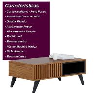 Mesa De Centro Retangular 1 Nicho Jeri Noce Milano Preto Fosco Noce Milano Preto Fosco