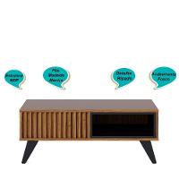 Mesa De Centro Retangular 1 Nicho Jeri Noce Milano Preto Fosco Noce Milano Preto Fosco - 5