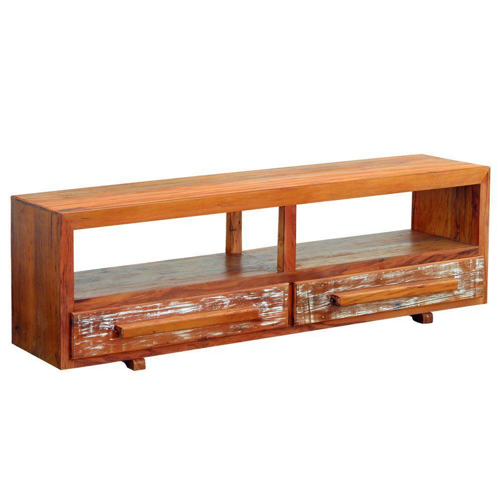 Rack Aparador Elegance 2m Em Madeira Maciça Com Pátina - 1