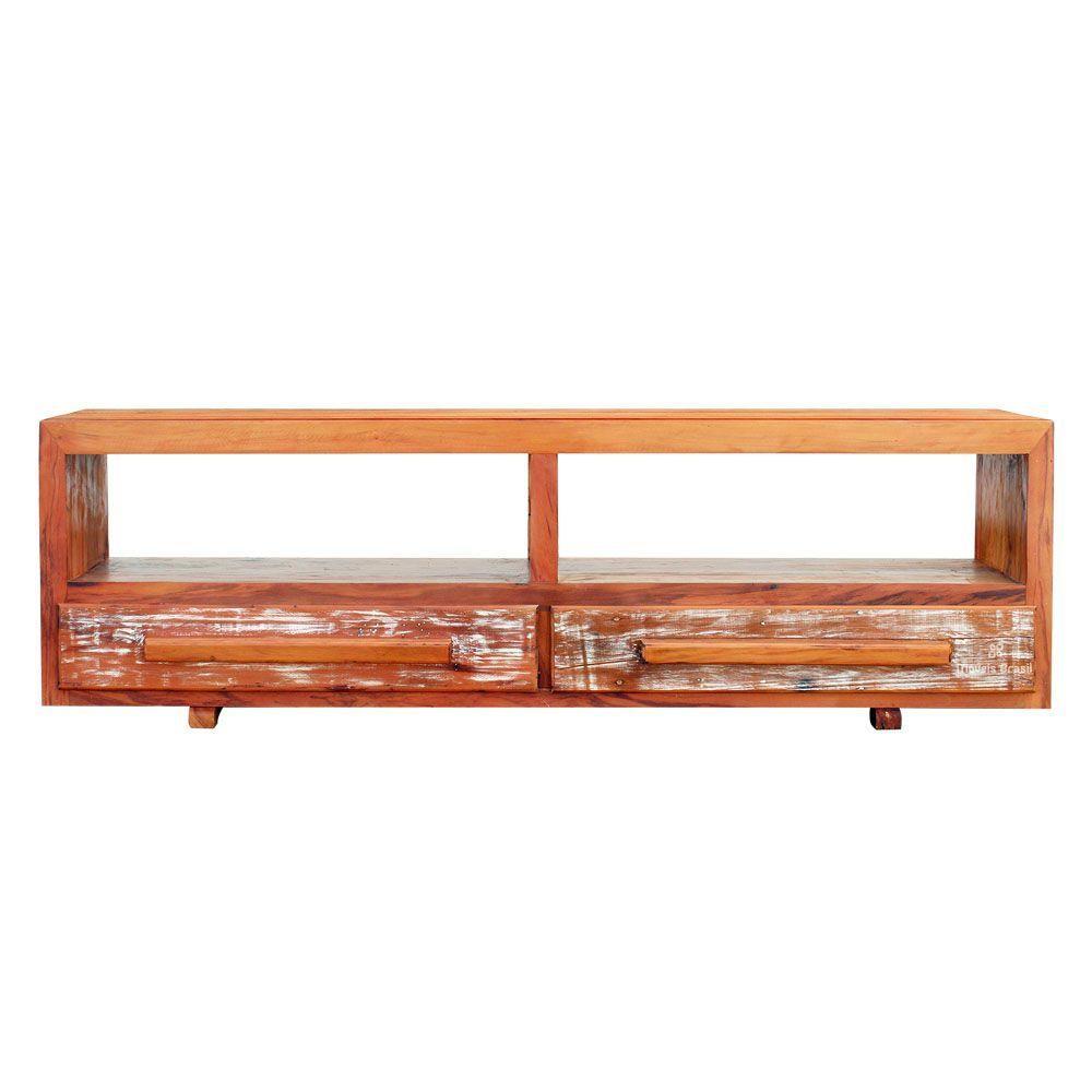 Rack Aparador Elegance 2,4m 2 Gavetas Madeira Maciça Com Pátina - 3