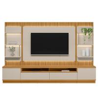 Conjunto Rack Com Painel Modulado Para Tv Até 70 E 2 Módulos Laterais Ripado Tauari-off White - 1