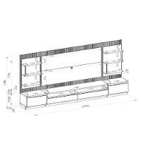 Conjunto Rack Com Painel Modulado Para Tv Até 70 E 2 Módulos Laterais Ripado Tauari-off White - 6