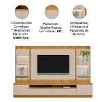 Conjunto Rack Com Painel Modulado Para Tv Até 70 E 2 Módulos Laterais Ripado Tauari-off White - 7