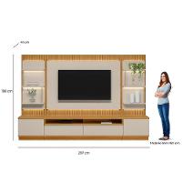 Conjunto Rack Com Painel Modulado Para Tv Até 70 E 2 Módulos Laterais Ripado Tauari-off White - 8