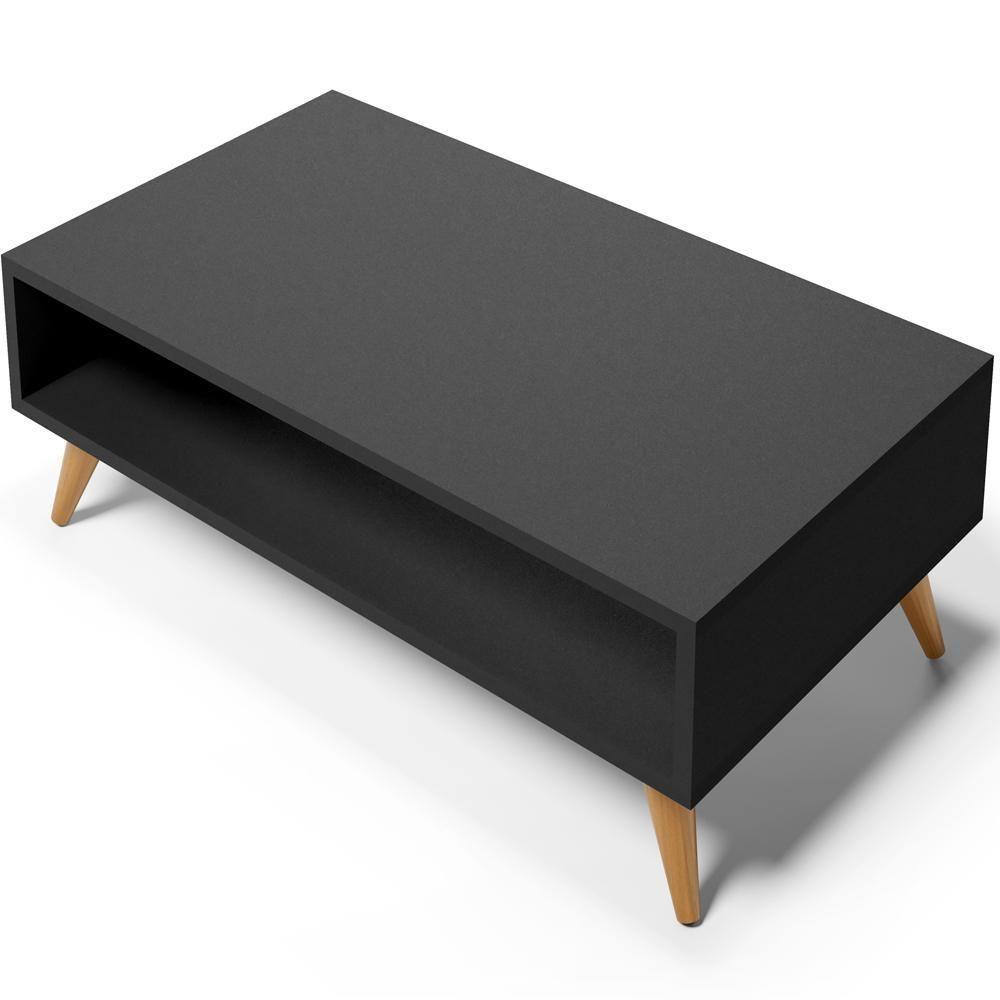 Mesa De Centro Para Sala De Estar Pés Palito Cannes L03 Preto - 4