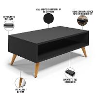 Mesa De Centro Para Sala De Estar Pés Palito Cannes L03 Preto - 7