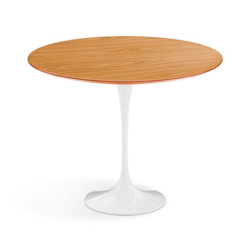 Mesa Lateral Tulipa Saarinen Redonda 51 Cm - Freijó Cores Branco - 1