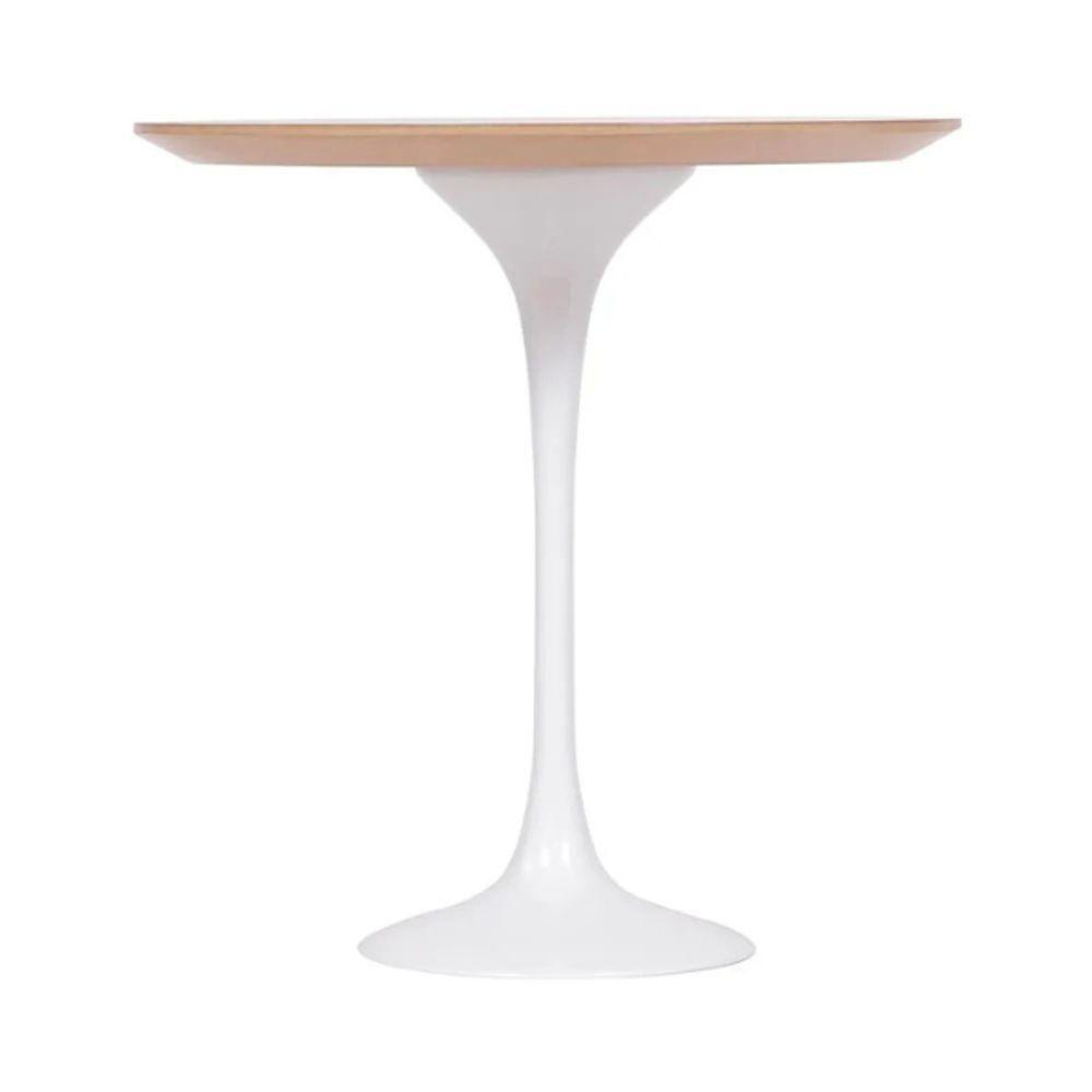Mesa Lateral Tulipa Saarinen Redonda 51 Cm - Freijó Cores Branco - 4