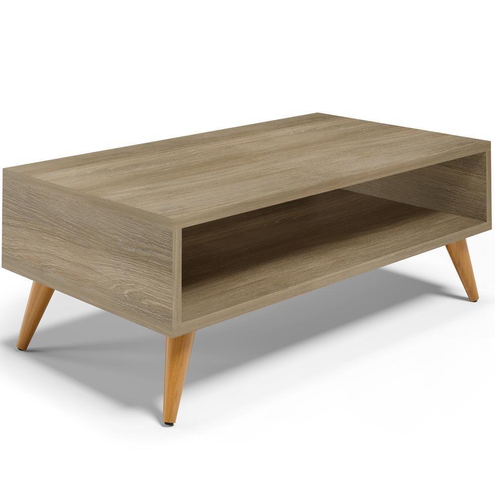 Mesa De Centro Para Sala De Estar Pés Palito Cannes L03 Castanho - 1