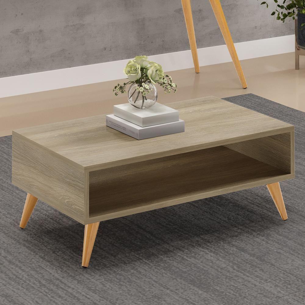 Mesa De Centro Para Sala De Estar Pés Palito Cannes L03 Castanho - 6