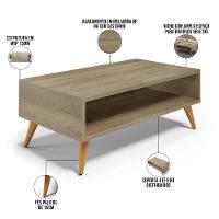 Mesa De Centro Para Sala De Estar Pés Palito Cannes L03 Castanho - 7